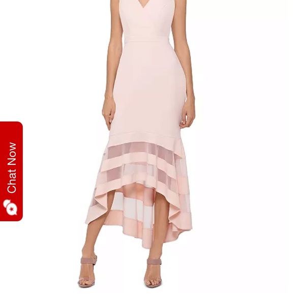 BLACK! Illusion stripe mermaid gown Xscape - Picture 3 of 8